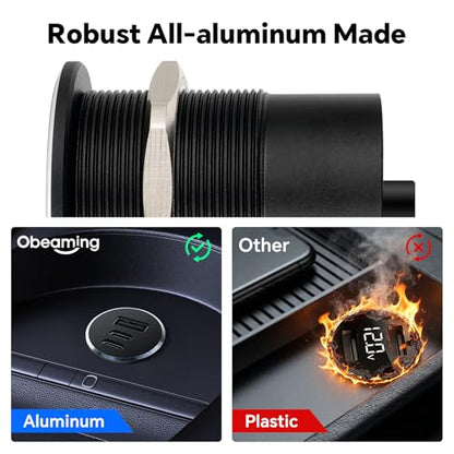 78W 12V USB Outlet with Silver Ring, Aluminum Car USB C Socket - color: 2Pcs