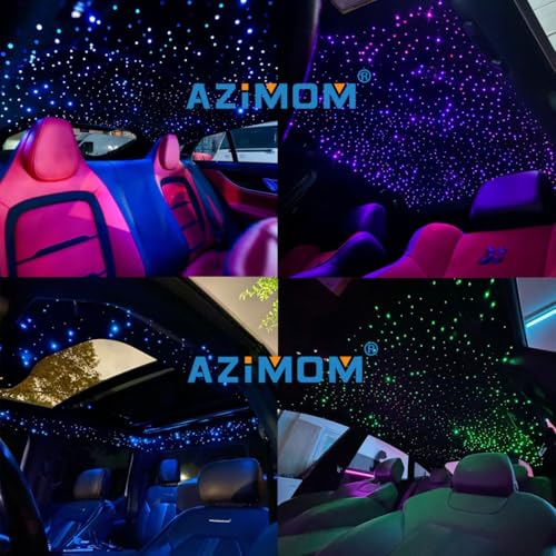 AZIMOM 16W Twinkle & Sound Activate 550pcs*0.03in*9.8ft Fiber Optic Starlight Headliner Kits for Car Home Star Ceiling Sky Decoration, APP& Remote Control Light Engine End Glow Fiber Strands - size: Standard+550pcs*0.03in*9.8ft