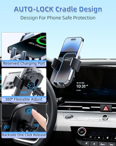 PZK Car Phone Holder for Hyundai Elantra 2021-2026 8-Inch/10.25-Inch Screen - color: Auto Lock, size: No Extension Rod