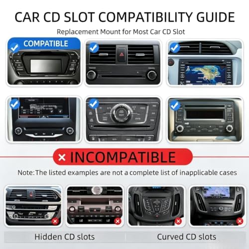 CD Slot Mount for Carplay Screen 17mm Ball Adapter with 4-Button Lock Compatible with 7-10.26 Inch Portable Car Play Baby Camera Monitors Cell Phone Replacement Cd Mount