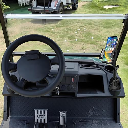 Upgraded Version Golf cart Cup Phone Holder, Universal Adjustable Long Neck Golf Car Phone Mount Cradle Friendly Compatible with iPhone Google and All 4.0-7.0 inches Smartphones, black