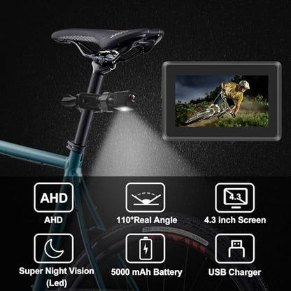 Ebike Rear View Camera with Night Vision & 110° Wide Angle