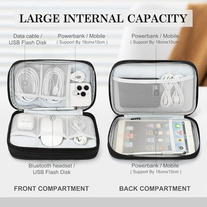 FYY Electronic Organizer, Travel Tech Pouch Bag, Large, Black Quilted - color: Black Quilted, size: 9.1 x 5.9 x 3.15 inches