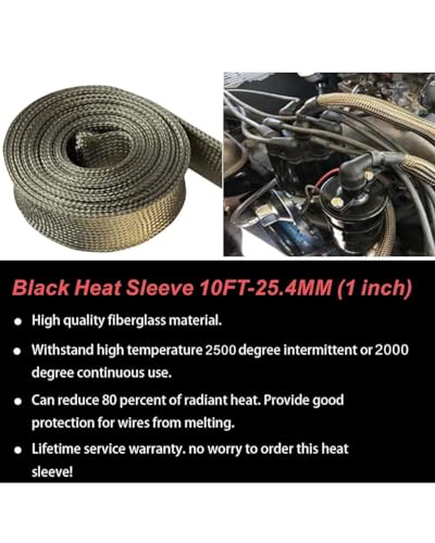 Fuel Line Heat Shield Wire Heat Shield Heat Shield Sleeve Auto Hose Spark Plug Wire Heat Shield diesel heater exhaust sleeve 2500 Degree for Car&Auto Wire Loom Brake Cable (1/2"IDX10'Titanium) - color: Titanium, size: 1/2" ID X 10'