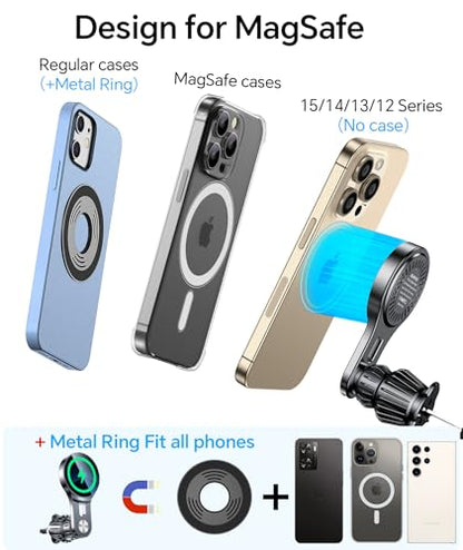 for 15W Magsafe Car Mount Charger【Long Arm】 Magnetic Wireless Car Charger Magsafe Charger Car Accessories Mag Safe Car Mount Holder Vent Magsafe Car Charger Mount for iPhone 16 Pro Max 15 14 13 Plus
