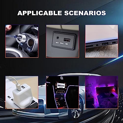 EL Wire Interior Car LED Strip Lights, 5M Neon Wire USB 5V with Fuse Protection for Automotive Car Interior Decoration with 6mm Sewing Edge, Car Garden Party Decoration, Pink