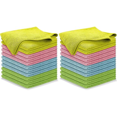 USANOOKS Premium 300GSM Microfiber Cleaning Cloth - 12.5"x12.5" High Performance - 1200 Washes, Ultra Absorbent Microfiber Towels for Cars Undercarriage, Rims & Engine Bay Cleaning - Microfiber Cloth - color: Multicolor, size: Pack of 24