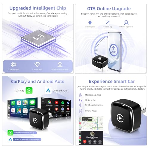 Wireless CarPlay Adapter for iPhone, 2 in 1 Android Auto Wireless Adapter - style: RM-KPL083