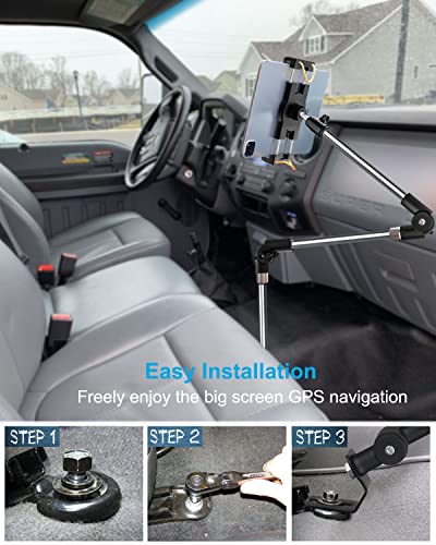 Car/Truck Seat Rail Tablet Mount, 35" Heavy Duty Car Floor Bolt Tablet Holder, Vehicle Front Seats Stand for iPad Pro Air Mini, iPhone, Galaxy Tabs, Z Fold, More 4-13" Cell Phones and Tablets
