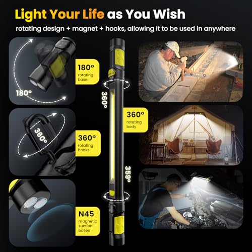 3000LM Rechargeable LED Underhood Work Light, 【Auto On/Off】 Work Light