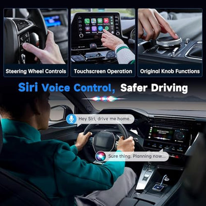 Wireless CarPlay Adapter for iPhone, Super mini Compact 2-in-1 Dongle for Apple iOS 10+, Convert Wired to Wireless CarPlay, Instant Connectivity, Fit for Cars from 2016 with Built-in CarPlay