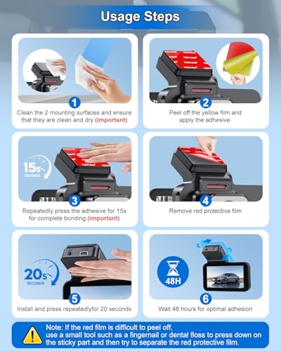 Sticky Adhesive Pads for Dash Cam Mount, 4PCS Double-Sided Heavy Duty Mounting Tape Kit Replacement for Dashcam Car Camera GPS Holder, Universal Clear Sticker for Car Windshield Windscreen Glass - color: Transparent