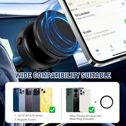 360 Rotatable Car Magnetic Phone Holder,Electric Vacuum Magnetic Suction Car Phone Mount,Magnetic Adsorption Double Cell Phone Holder-Sided Strong Suction for Car Mirro Gym All Smooth Surface (Black) - color: Black