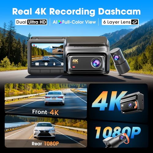 DDPAI Z60 4K+1080P Dual Dash Cam, Night Vision, 32GB eMMC+128GB Card