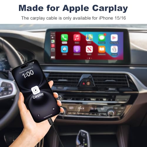 Car Carplay Cable for iPhone 17 16 15 Pro Max Air 6FT USB A to USB C Cable - color: Black, size: 6FT