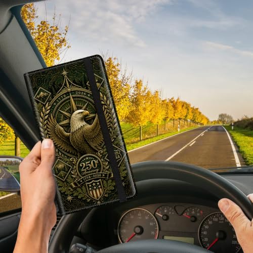 Car Registration and Insurance Card Holder Wallet, Bald Eagle USA 250th Vehicle Document Organizer for Glove Box, Auto License & ID Card Holder Case, Slim Multi-Slot Car Paper Organizer - color: Bald Eagle USA 250th