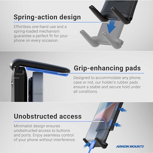 Arkon Mounts - Car Seat Rail Phone or Tablet Mount | Flexible Positioning | 22" Gooseneck | 360° Adjustability | Tablet Holder fits iPhone, Galaxy, Note and more | Up to 8" Screen Size