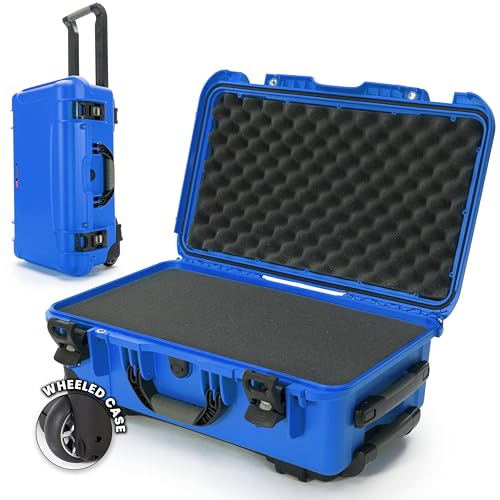 NANUK 935 Hard Case with Cubed Foam for Camera & Lenses – Waterproof Protective Equipment Case with Wheels, 22” x 14” x 9” – Dustproof and Impact Resistant, Carry-On Approved for Most Airlines – Blue - color: Blue, style: Cubed Foam