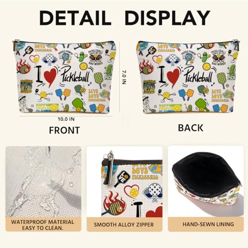 JIUWEIHU Pickleball Makeup Bag, Pickleball Gifts for Women Cosmetic Bags - color: Multicolor 0069