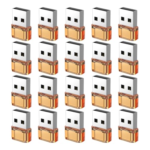 USB to USB-C Adapter 20 Packs, USBC Female to USB MalePower Charger Converter, C to A Adapter Compatible for Apple Watch Series/SE/Ultra 2 iPhone 15 Plus Pro Max AirPods Pro (Orange) - color: Orange, size: 20PCS