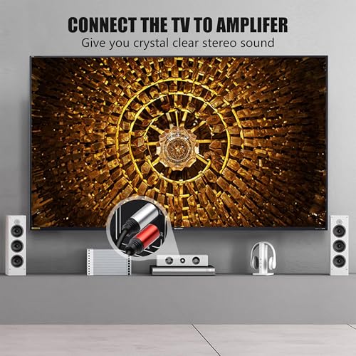 Tan QY 2RCA to 2RCA Audio Cable 25Ft-Gold Plated OFC for HDTV & Gaming - color: 25Ft/8M