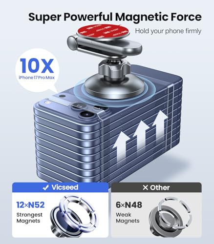 VICSEED Tesla Phone Mount【Strongest Magnet Power】 Foldable Hidden Tesla Phone Holder Fit for All Phones, Tesla Model 3/Y/Cybertruck Accessories, Tesla Model 3 Model Y for MagSafe Car Mount - Blue - color: Deep Blue
