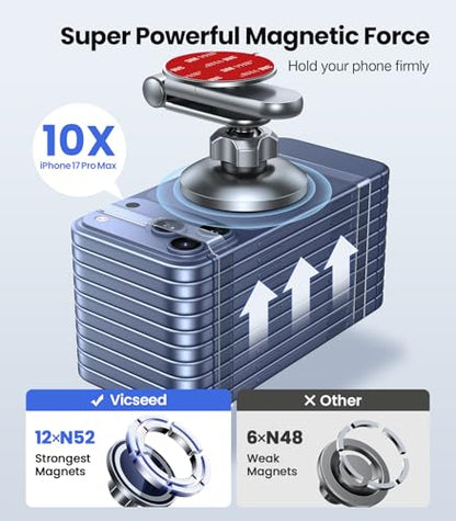 VICSEED Tesla Phone Mount【Strongest Magnet Power】 Foldable Hidden Tesla Phone Holder Fit for All Phones, Tesla Model 3/Y/Cybertruck Accessories, Tesla Model 3 Model Y for MagSafe Car Mount - Blue - color: Deep Blue