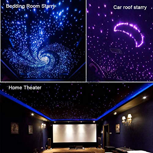 AZIMOM 16W Sound Activate Starlight Headliner Kit 300pcs 0.03in 6.5ft, Fiber Optic Starlight Light Music Mode Remote APP Control Car Use Home Star Ceiling Headliner Lighting Decoration - size: 300pcs 0.03in 6.5ft