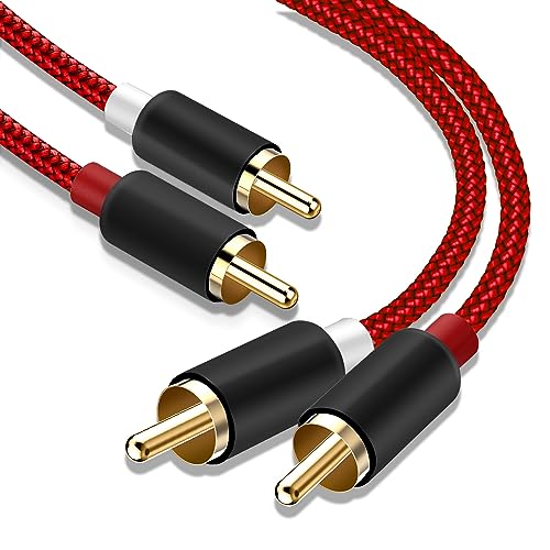Goalfish RCA Cable, 15FT 2-Male to 2-Male RCA Audio Cord Stereo Subwoofer Cable [2Pack, Hi-Fi Sound, Shielded] Auxiliary Cord for Home Theater, HDTV, Amplifiers, Hi-Fi Systems, Speakers-Red - color: Red, size: 15 Feet