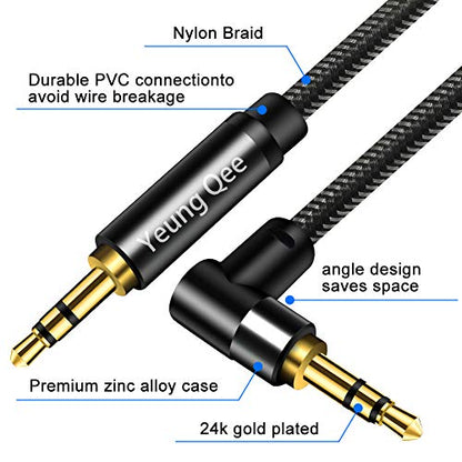 3.5mm Audio Cable 20 ft, 3.5mm Nylon Braided Male to Male Stereo Aux Audio Cord Audio Auxiliary Input Adapter for Headphones, Car, Home Stereos, Speaker (20FT/6m) - size: 20 ft (6 m)
