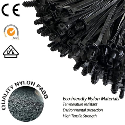 70Pcs Cable Ties Push Mount Nylon Zipper Clips Zip Ties Heavy Duty Plastic Push in Zipties for Car 7 Most Popular Sizes Self Locking Zip Tie Clips - color: Ct-70pcs