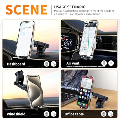 Wireless Car Charger with Phone Holder Mount 15W Fast Car Charger Auto Clamping Phone Holders for You Car Windshield Dashboard Air Vent Accessories for iPhone 13 Pro Max15141211Samsung Galaxy Googl