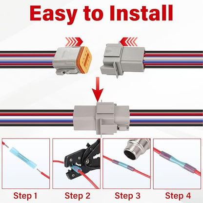 Deutsch DT 8 Pin Grey Male Female Wiring Harness Connector 2 Kits, 16 AWG - color: 2 Sets-Grey, size: 8Pin