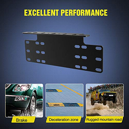 Nilight 90044B Universal License Heavy Duty Steel Front Plate Mounting Bracket Holder for Off-Road LED Work Lamps Lighting Bars, 2 Years Warranty, Black - color: Universal License Plate Bracket