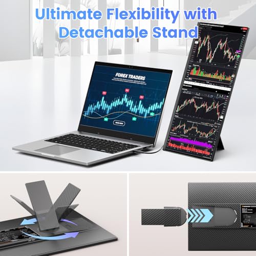Teamgee 15.6" Laptop Screen Extender, Slim & Lightweight Portable Monitor for Laptop (Fits 13-17"), Full HD IPS, 360° Rotating Stand, USB-C Plug & Play, RGB Lighting, Thin Bezels - size: 15.6"