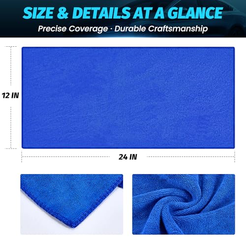 3 Pack Microfiber Cleaning Cloth Towels Blue - 12x24 Inch Micro Fiber Towels Car Detailing Weave Grime & Liquid for Streak-Free Mirror Shine Car Accessories for Men