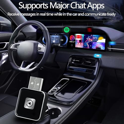 Wireless Carplay Adapter, Android Auto Adapter 2025 Carplay, Plug and Play Convert Wired to Wireless Supports Car Original Control, Mini Car Play Box for Cars - size: Big