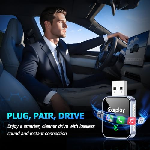 Wireless CarPlay Adapter for iPhone, Mini USB CarPlay Wireless Adapter for Factory Wired Apple CarPlay - size: Large