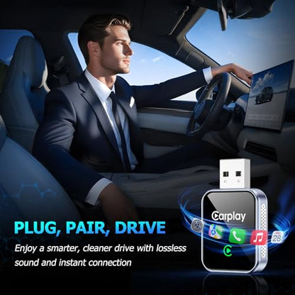 Wireless CarPlay Adapter for iPhone, Mini USB CarPlay Wireless Adapter for Factory Wired Apple CarPlay - size: Large