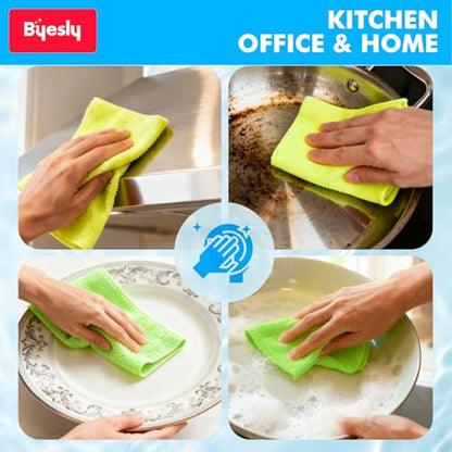 12-Pack Microfiber Cleaning Cloth, 11.5x11.5 Microfiber Towels for Cars, Dishes & House, for Detailers, Chefs & Efficient Home | Scratch-Free, Lint-Free, Ultra Absorbent(Yellow/White/Blue) - color: Yellow/White/Blue