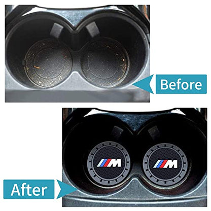 for BMW M Car Cup Holder Coaster, Auto Cup Holder Insert Coaster Compatible with BMW M M2 M4 M5 M6 M8 X1 X2 X3 X5 X6 M135i M240i Z4 328i X7, 2PCS - color: baoMma