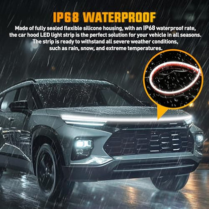 Nilight LED Hood Light Strip, 79Inch Flexible White DRL Car Hood Light - color: White, size: 79 Inch
