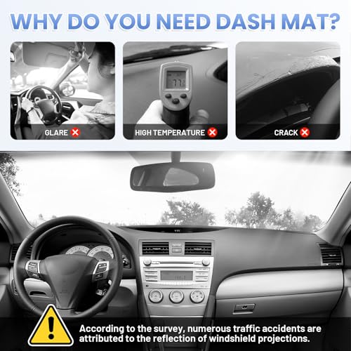 Sunsdrew Black Dash Cover for 2007-2011 Toyota Camry Dashboard Cover Mat - size: 07-11 Toyota Camry Dash Cover