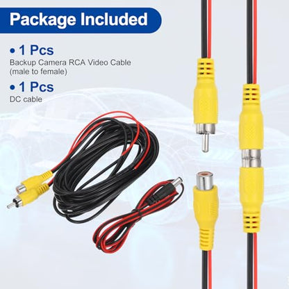 MECCANIXITY Backup Camera RCA Video Cable, 6m/19.68ft RCA Car Rear Reverse Camera Video Extension Cable & Detection Wire for Truck Bus SUV, Male to Female, with DC Wire - size: 6m/19.68ft