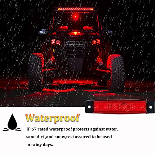 PSEQT 10 Pcs LED Rock Strip Lights Car Underglow Wheel Fender Well Lighting Kits Waterproof for Golf Cart Wrangler Offroad Truck RV UTV ATV Snowmobile (Red) - color: Red