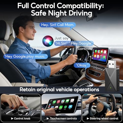 Wireless CarPlay Adapter, Mini USB-A/Type-C Dongle for iOS 10+, 2016+ Cars