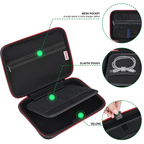 BOVKE Hard Carrying GPS Case for 10-inch Garmin Dezl OTR1000 / OTR1010 / RV 1090 GPS Navigator System, Mesh Pocket for Car Charger, USB Cables, Black
