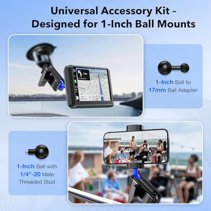 1-Inch (B Size) Ball Adapter Kit for RAM Mounts – Includes 20mm Ball Adapter, 17mm Ball Adapter, 1/4"-20 Stud, and Magnetic Phone Holder - size: 1 inch ball to 1/4" Screw/Magsafe/20mm/17mm ball