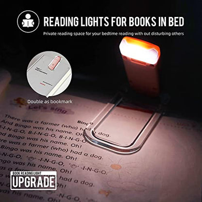EGWASER Book Reading Light, Portable USB Rechargeable LED Clip on Book Lights for Reading in Bed, 3 Brightness Adjustable Dimmable Bookmark Light for Eye-Protection, Reading Lamp(Pink) - color: 1-Pack Pink