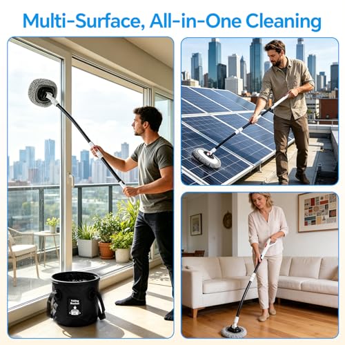 7-in-1 Car Wash Kit with 20L Folding Bucket & Brush – Car Wash Mop with Long Handle, 15° Curved Aluminum Pole for SUV Roof, Car Washing Brushes & Cleaning Supplies, RVs-White. - color: White